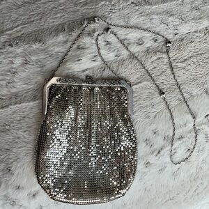 Whiting & Davis RARE Vintage pewter and silver mesh shoulder bag